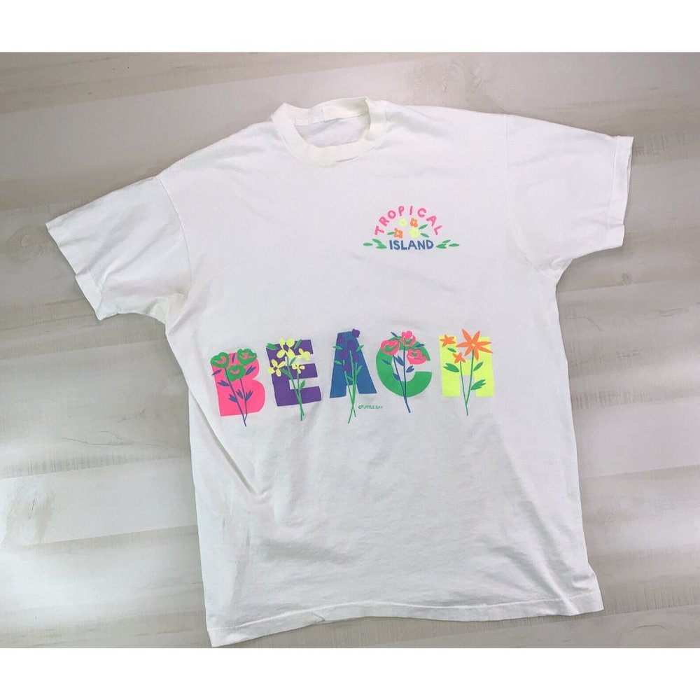 Vintage Turtle Bay Tropical Island Beach 90s Single Stitch T Shirt Adult